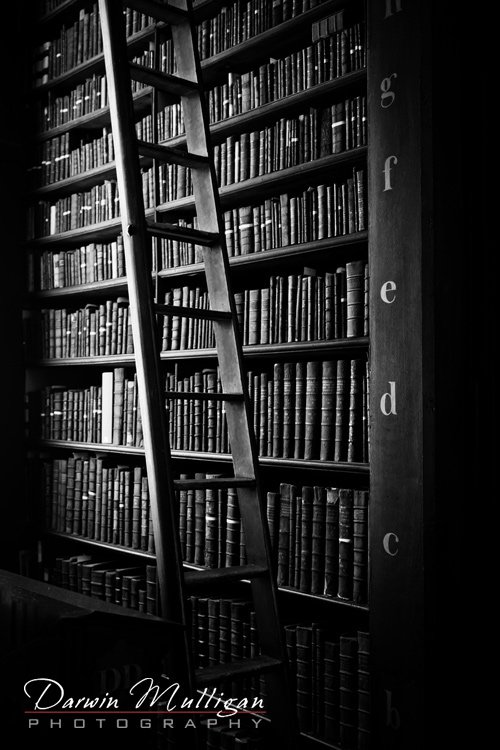 Ireland-Dublin-Trinity-College-Library-ladder-and-books
