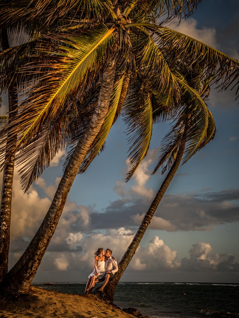 Bride and Groom Trash the Wedding Dress at Punta Cana, Dominican Republic at sunrise