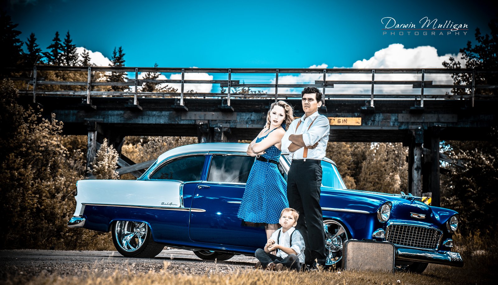 55 Chevy Bel-Air and Family portrait