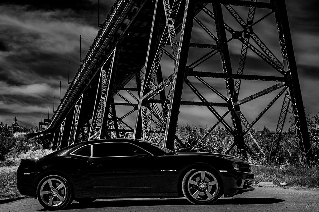 Edmonoton YEG car photographer Camaro at High Level Bridge